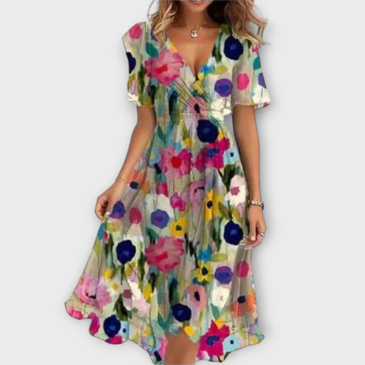 Armida | Elegant V-Neck Midi Dress