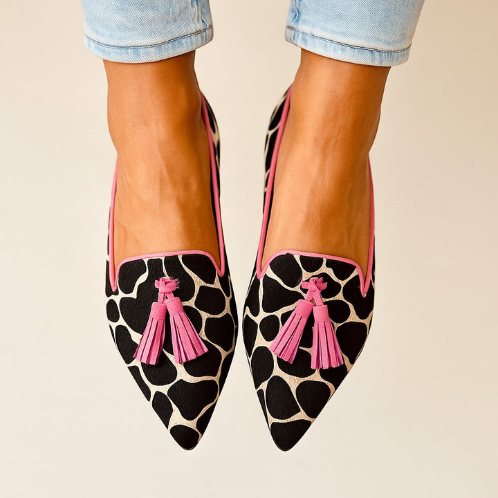 Adrienne | Animal Print Tassel Loafers Pointed Toe