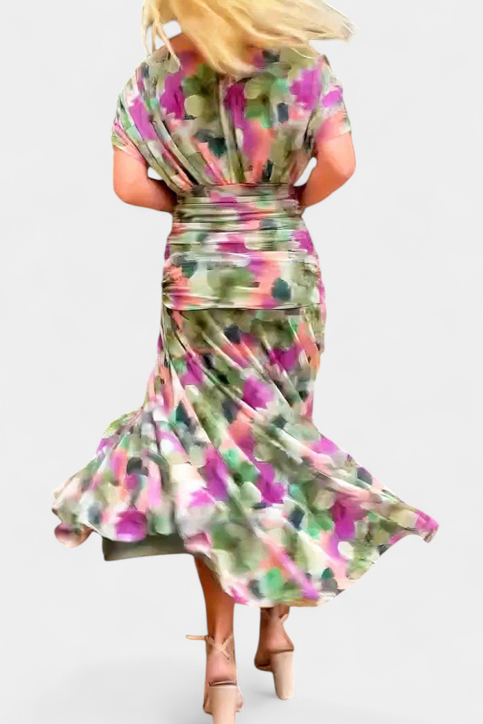 Elisa | Floral V-Neck Midi Dress