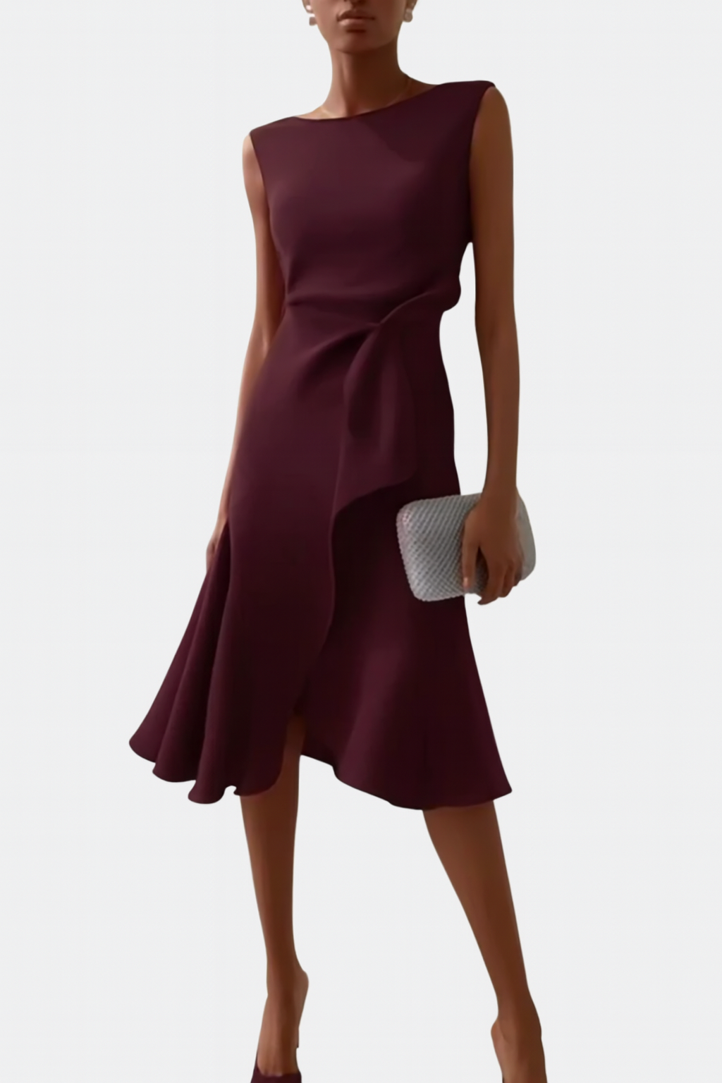 Clair | Draped Asymmetric Midi Dress