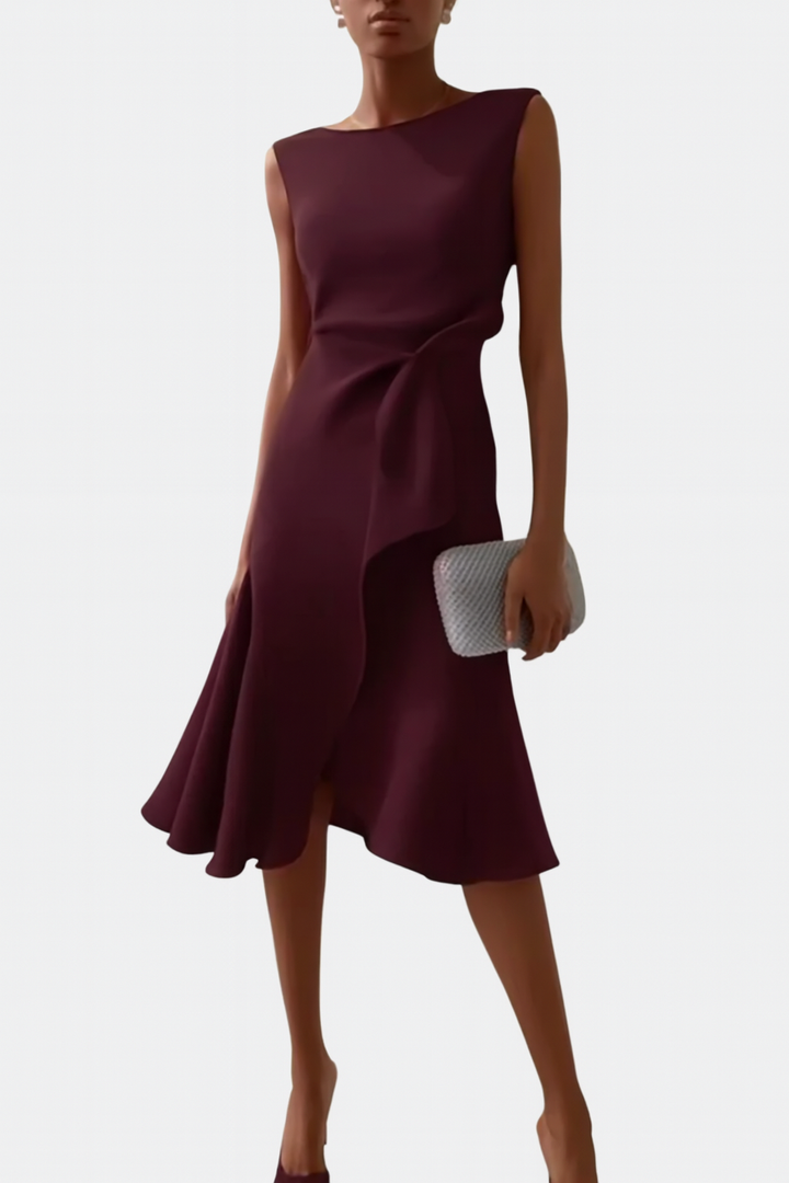 Clair | Draped Asymmetric Midi Dress