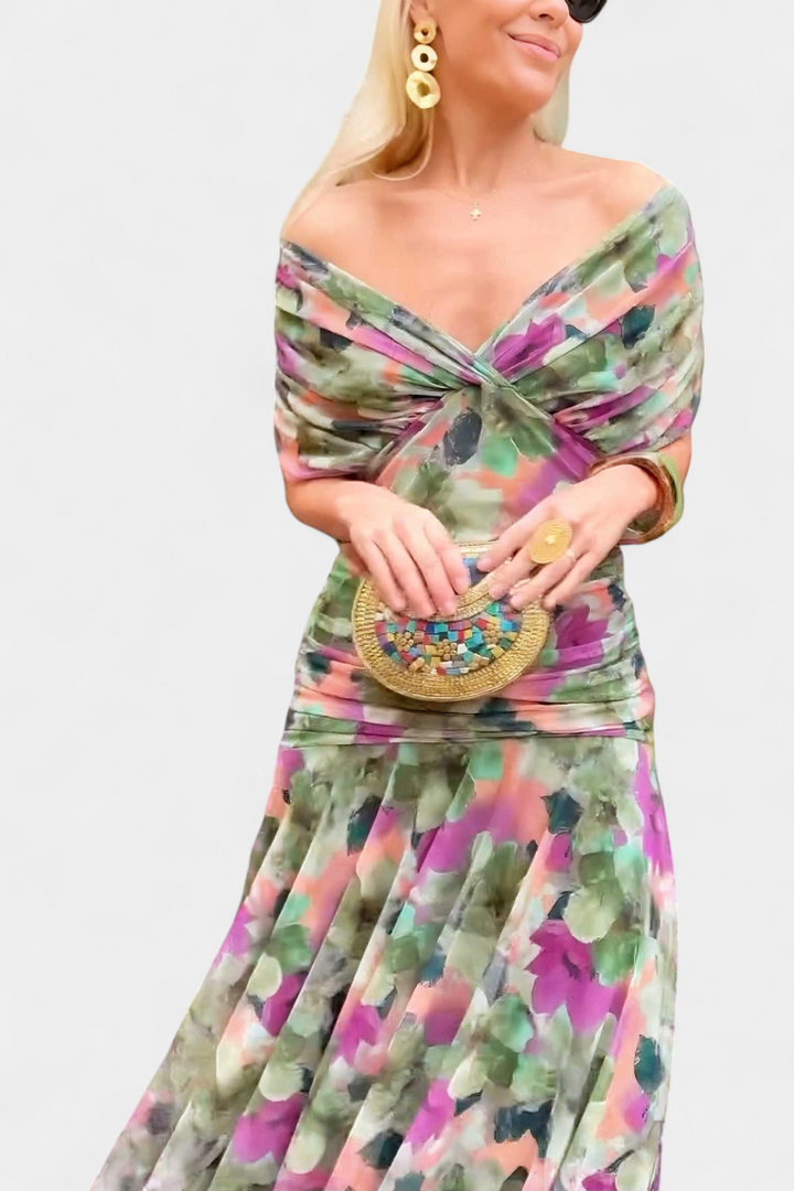 Elisa | Floral V-Neck Midi Dress