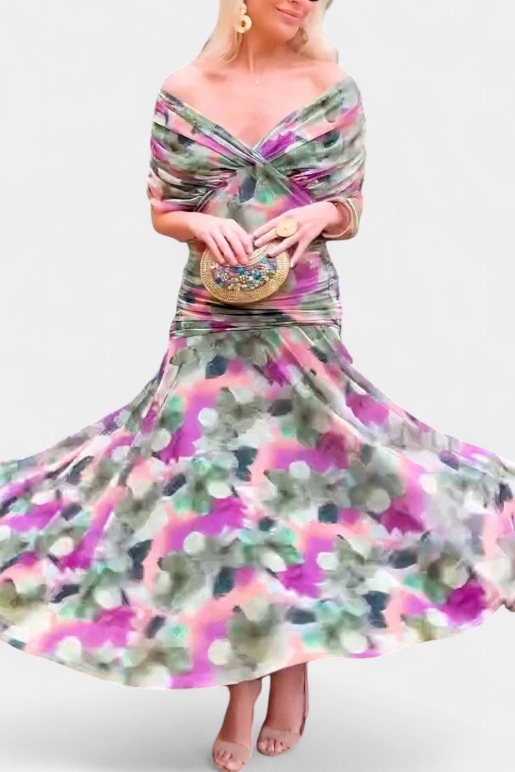 Elisa | Floral V-Neck Midi Dress