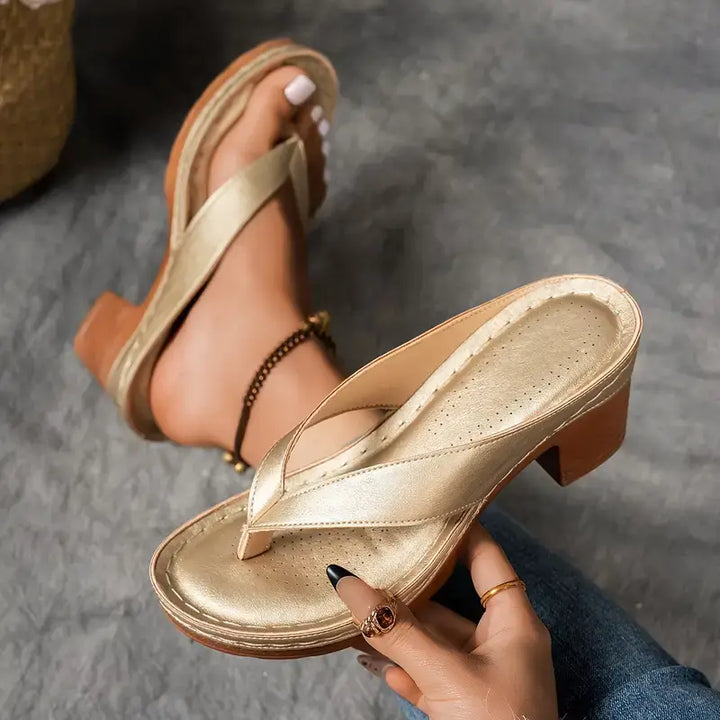 Zalika | Block Heel Flip Flop Sandals