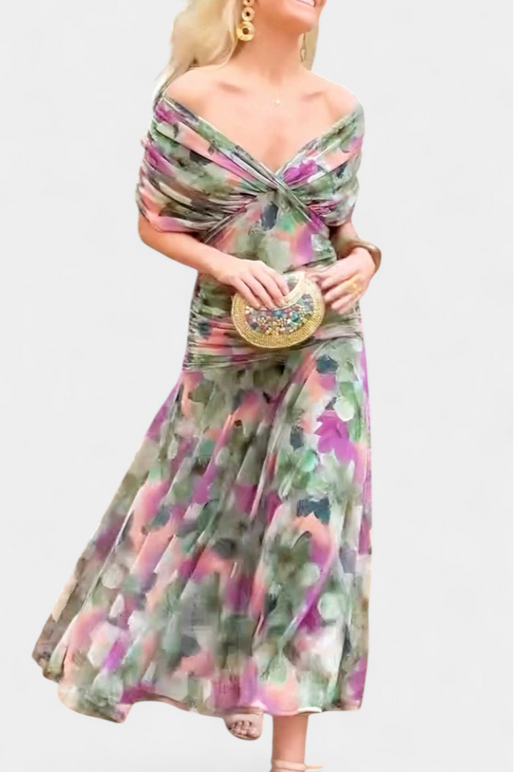 Elisa | Floral V-Neck Midi Dress