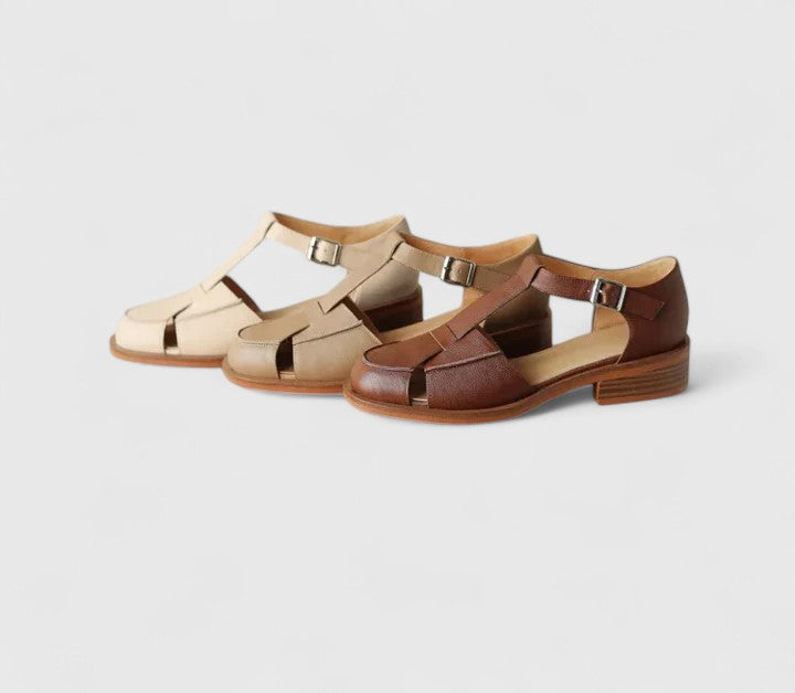 Sabella | Closed-Toe T-Strap Sandals with Buckle