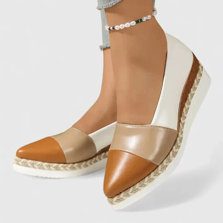 Jeannine | Metallic Espadrille Wedge Sandals Closed-Toe