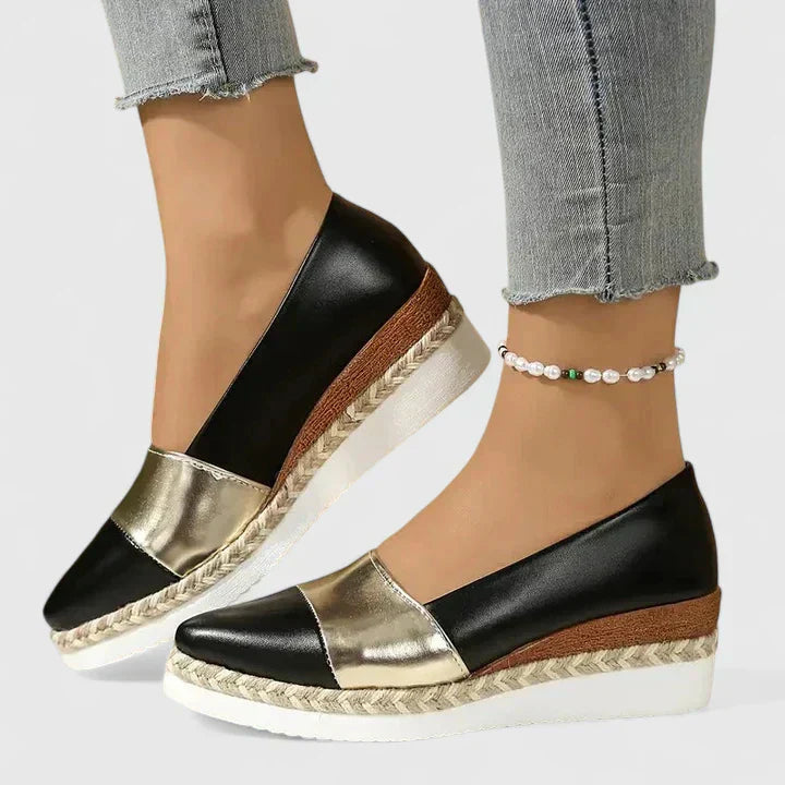 Jeannine | Metallic Espadrille Wedge Sandals Closed-Toe
