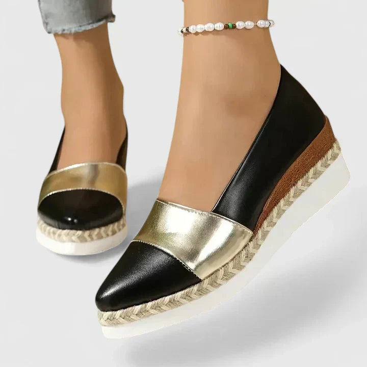 Jeannine | Metallic Espadrille Wedge Sandals Closed-Toe