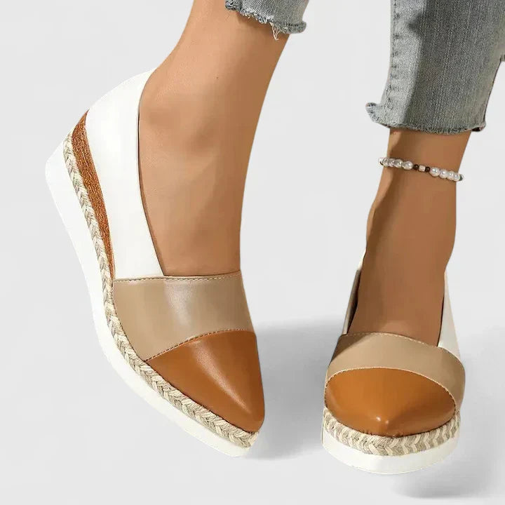 Jeannine | Metallic Espadrille Wedge Sandals Closed-Toe