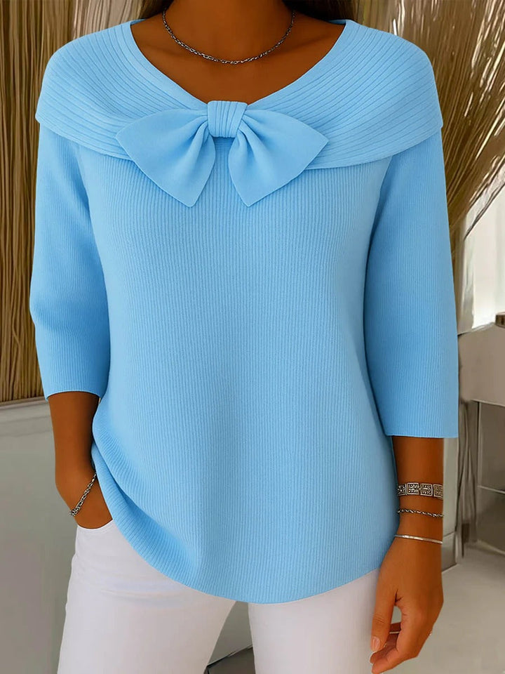 Laurie | Bow Detail Ribbed Knit Sweater