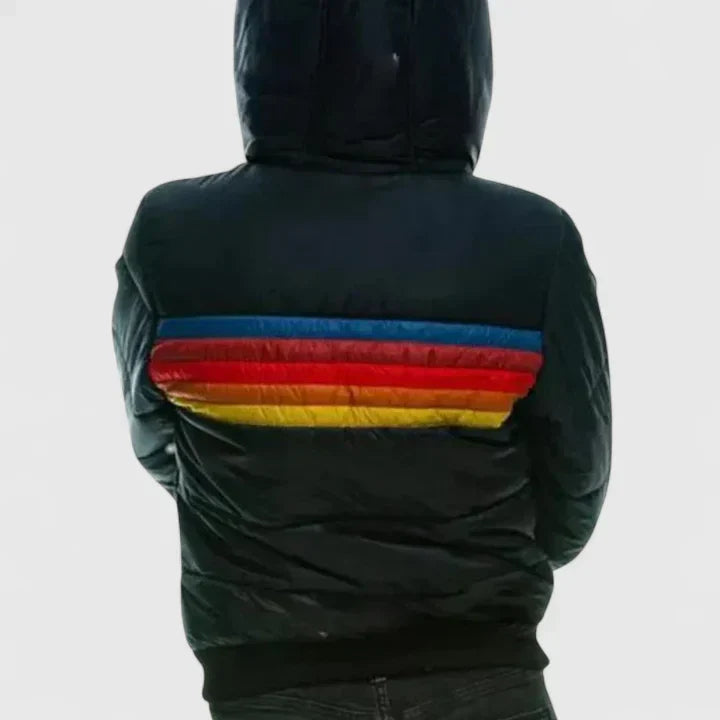 Erlinda | Striped Stand Collar Puffer Jacket with Zip