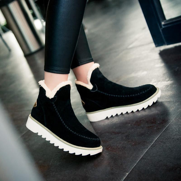 Moriah | Faux Fur Lined Ankle Boots Chunky Sole