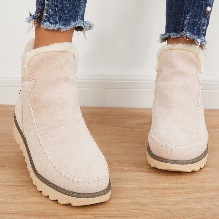 Moriah | Faux Fur Lined Ankle Boots Chunky Sole