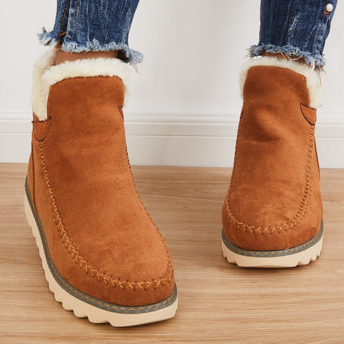 Moriah | Faux Fur Lined Ankle Boots Chunky Sole