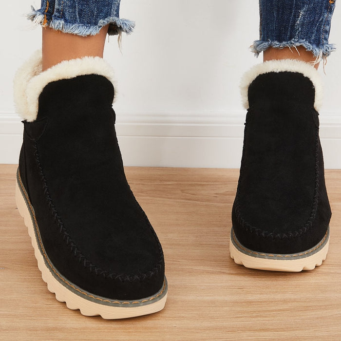 Moriah | Faux Fur Lined Ankle Boots Chunky Sole