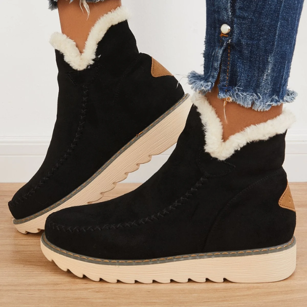 Moriah | Faux Fur Lined Ankle Boots Chunky Sole