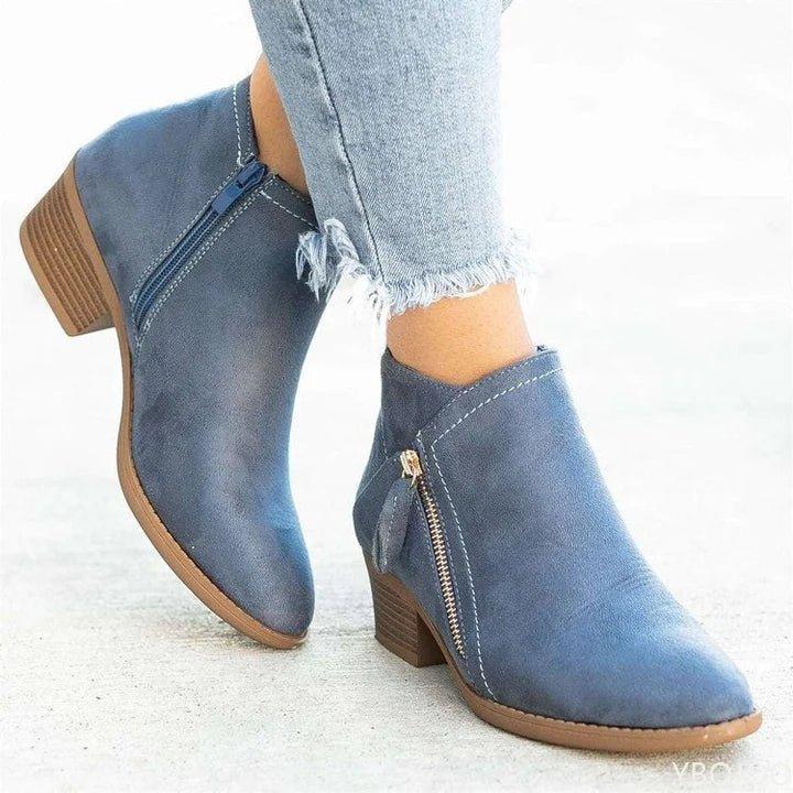 Sina | Ankle Boots with Block Heel Side Zip