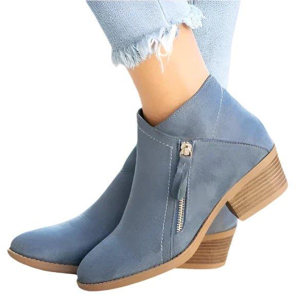 Sina | Ankle Boots with Block Heel Side Zip