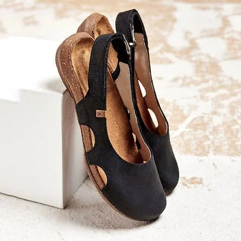Amani | Closed Toe Slingback Flats with Buckle