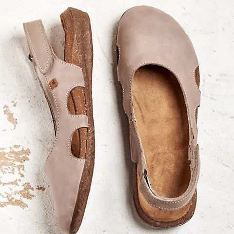 Amani | Closed Toe Slingback Flats with Buckle