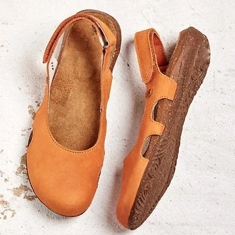 Amani | Closed Toe Slingback Flats with Buckle
