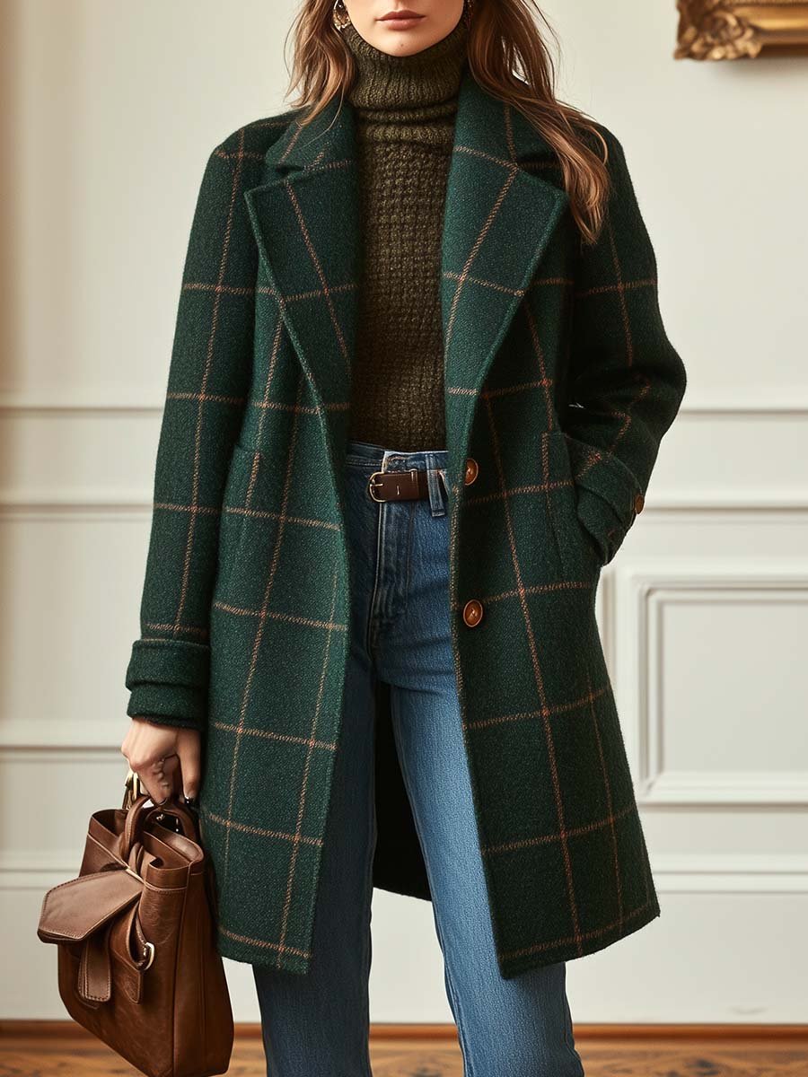 Elisabetta | Retro Plaid Tweed Coat