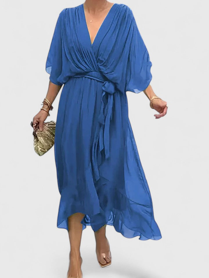 Cleopatraevia | V-Neck Flowy Empire Waist Maxi Dress