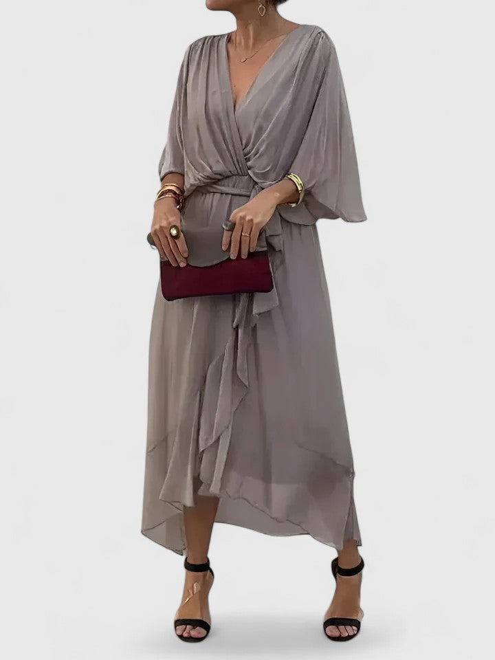Cleopatraevia | V-Neck Flowy Empire Waist Maxi Dress