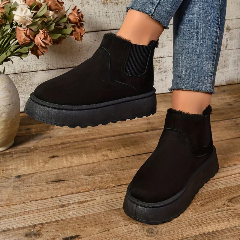 Charlize | Fur-Lined Platform Chelsea Boots Slip-On