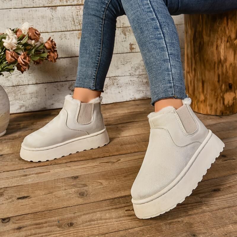 Charlize | Fur-Lined Platform Chelsea Boots Slip-On