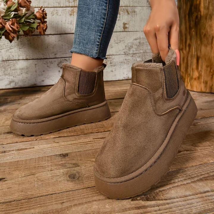 Charlize | Fur-Lined Platform Chelsea Boots Slip-On