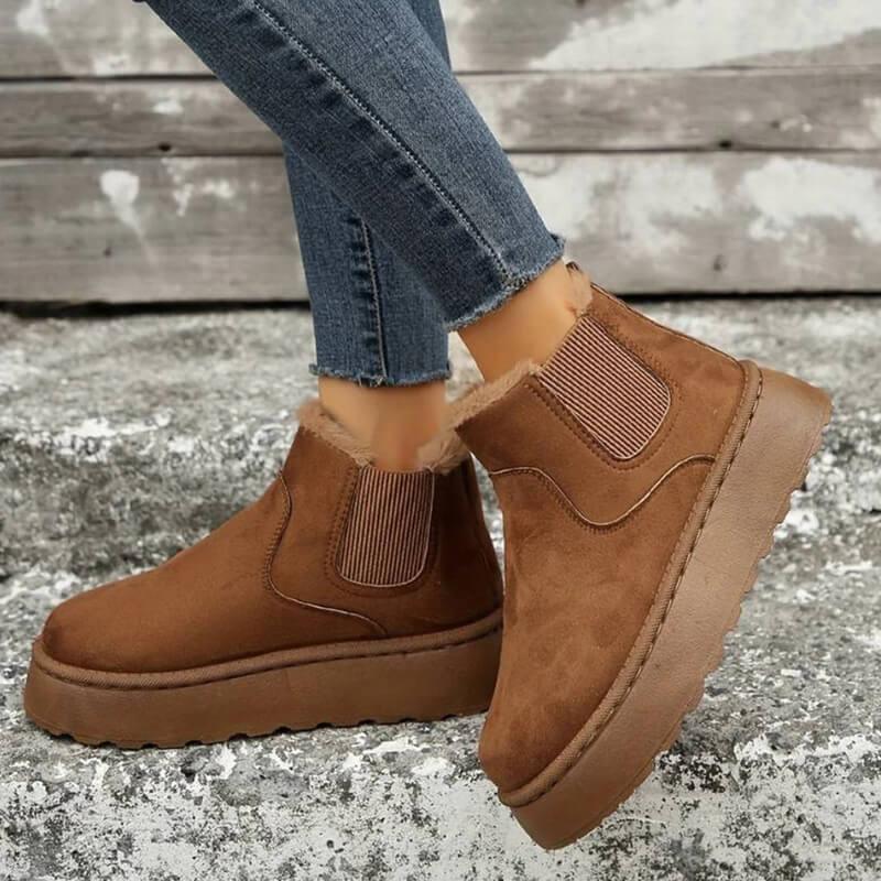 Charlize | Fur-Lined Platform Chelsea Boots Slip-On