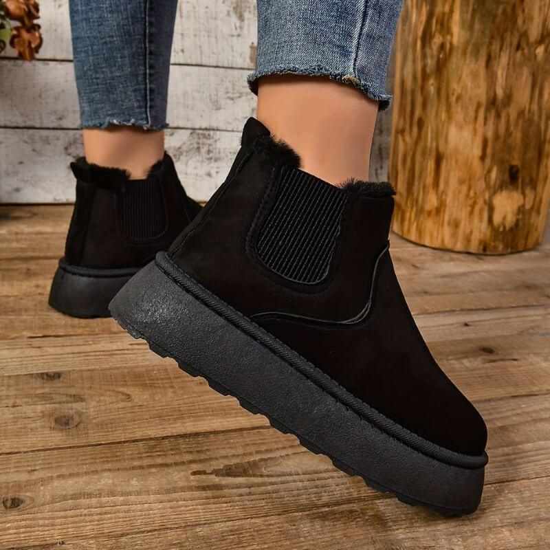 Charlize | Fur-Lined Platform Chelsea Boots Slip-On
