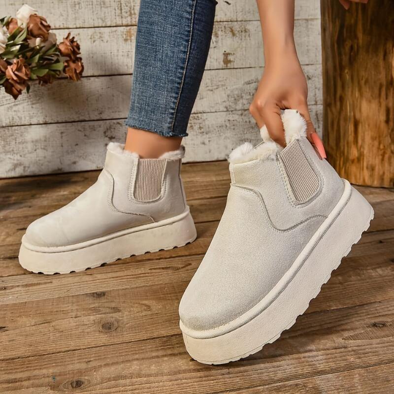 Charlize | Fur-Lined Platform Chelsea Boots Slip-On