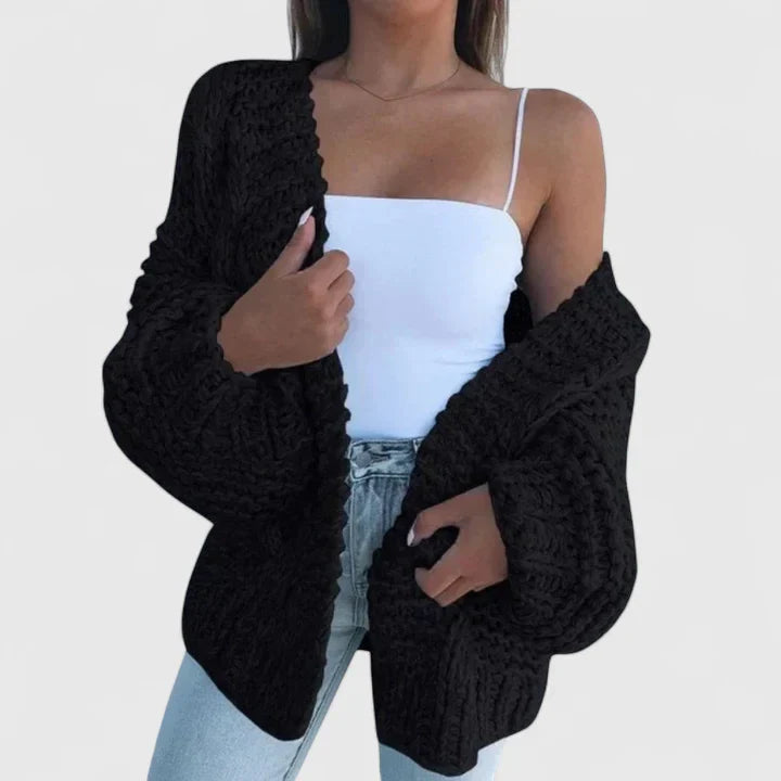 Romaine | Chunky Knit Cardigan with Balloon Sleeves