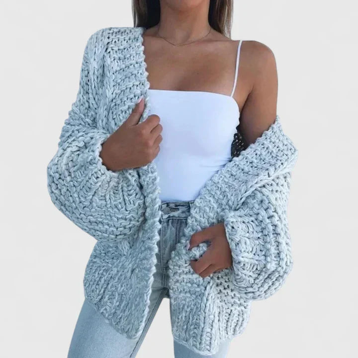 Romaine | Chunky Knit Cardigan with Balloon Sleeves