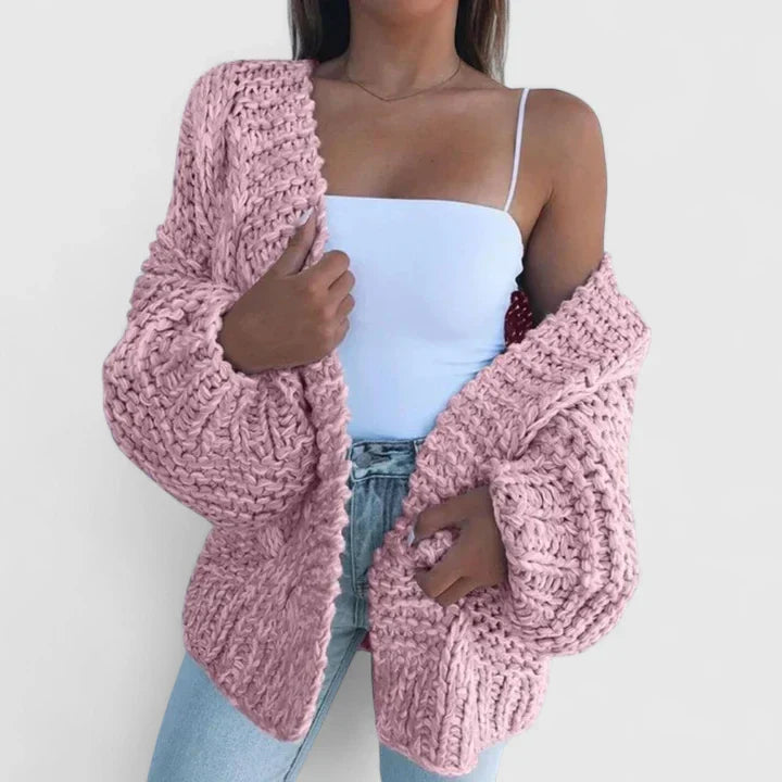 Romaine | Chunky Knit Cardigan with Balloon Sleeves
