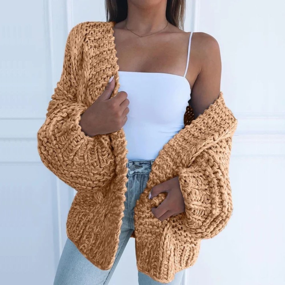 Romaine | Chunky Knit Cardigan with Balloon Sleeves