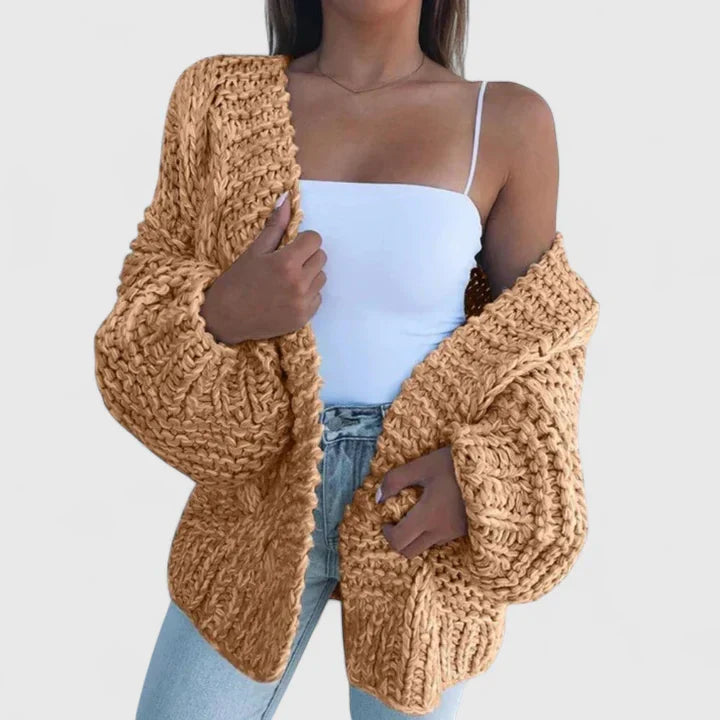 Romaine | Chunky Knit Cardigan with Balloon Sleeves