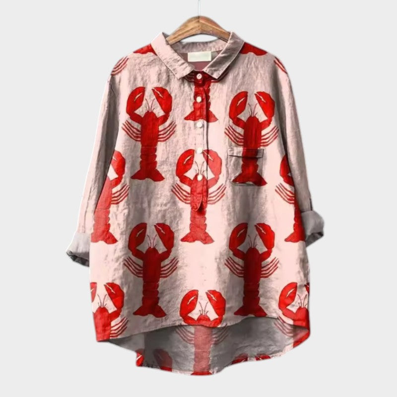Ursa | Floral Bird Print Blouse with Collar