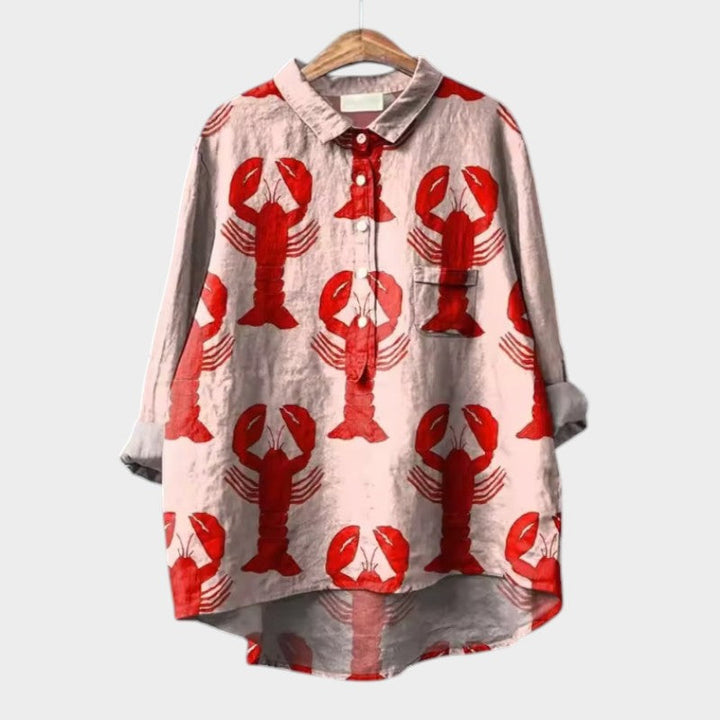 Ursa | Floral Bird Print Blouse with Collar