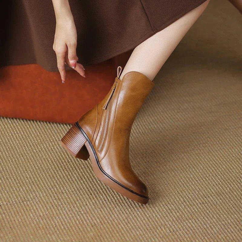 Valeska | Side Zip Block Heel Chelsea Boots