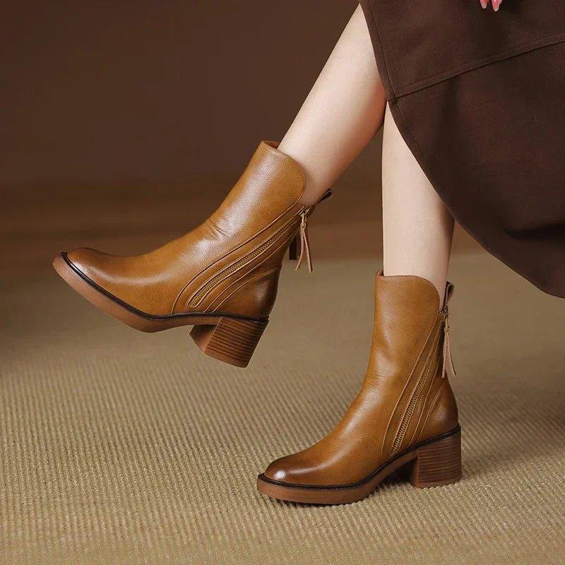 Valeska | Side Zip Block Heel Chelsea Boots