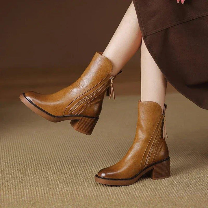 Valeska | Side Zip Block Heel Chelsea Boots