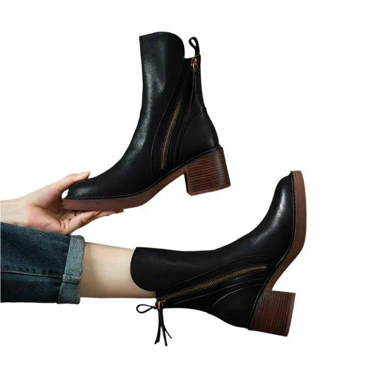 Valeska | Side Zip Block Heel Chelsea Boots