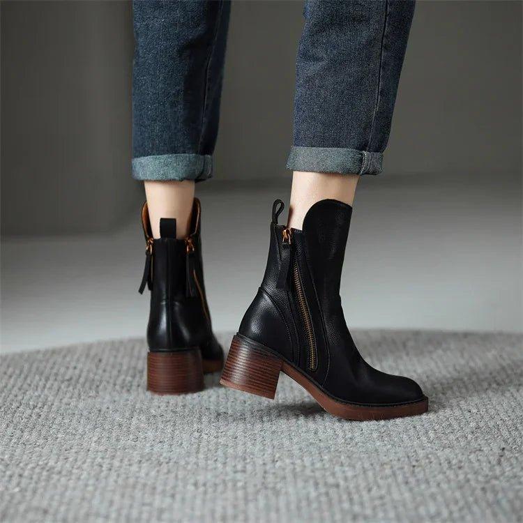 Valeska | Side Zip Block Heel Chelsea Boots