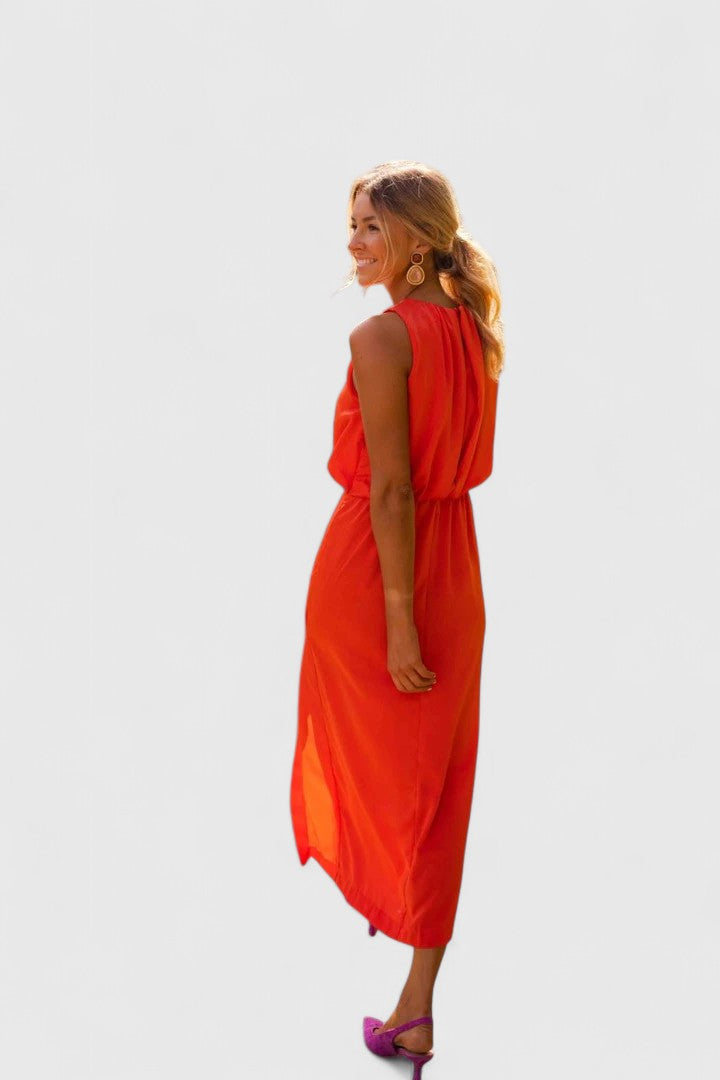 Brigitte | Sleeveless High Neck Midi Dress