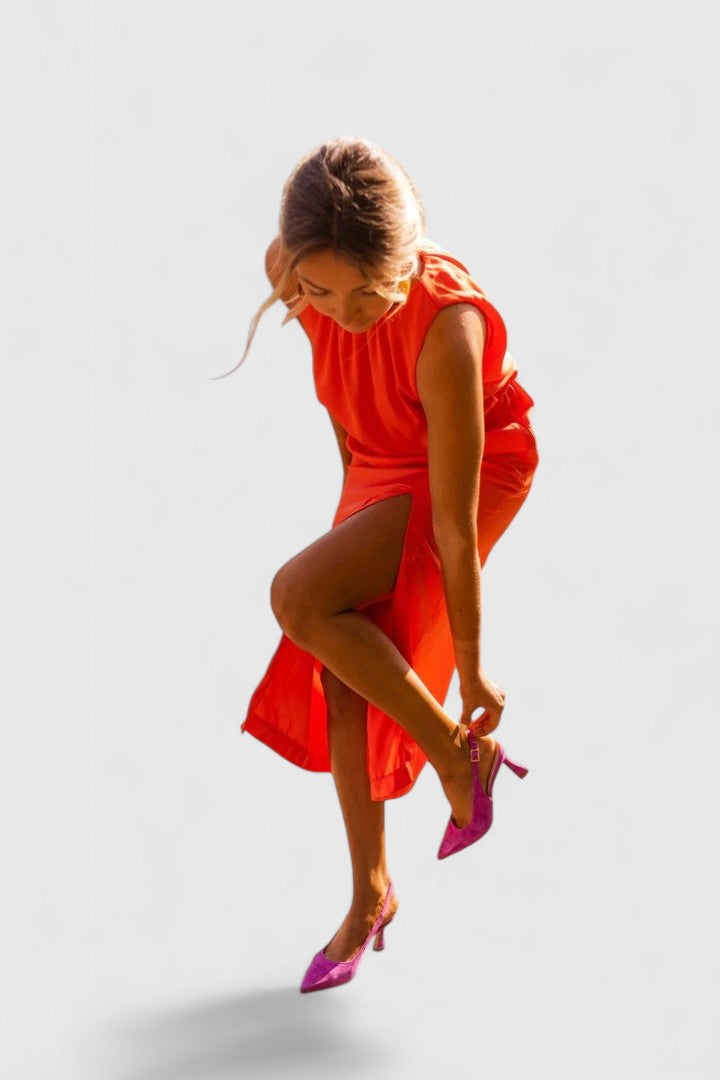 Brigitte | Sleeveless High Neck Midi Dress