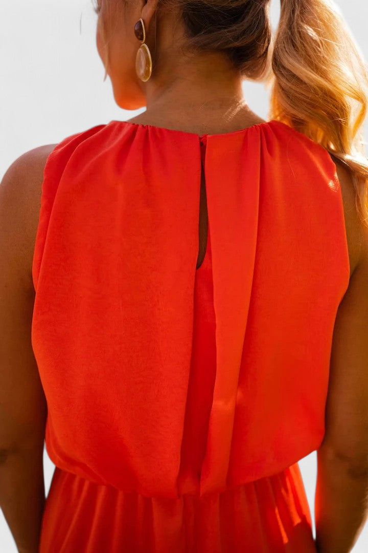 Brigitte | Sleeveless High Neck Midi Dress